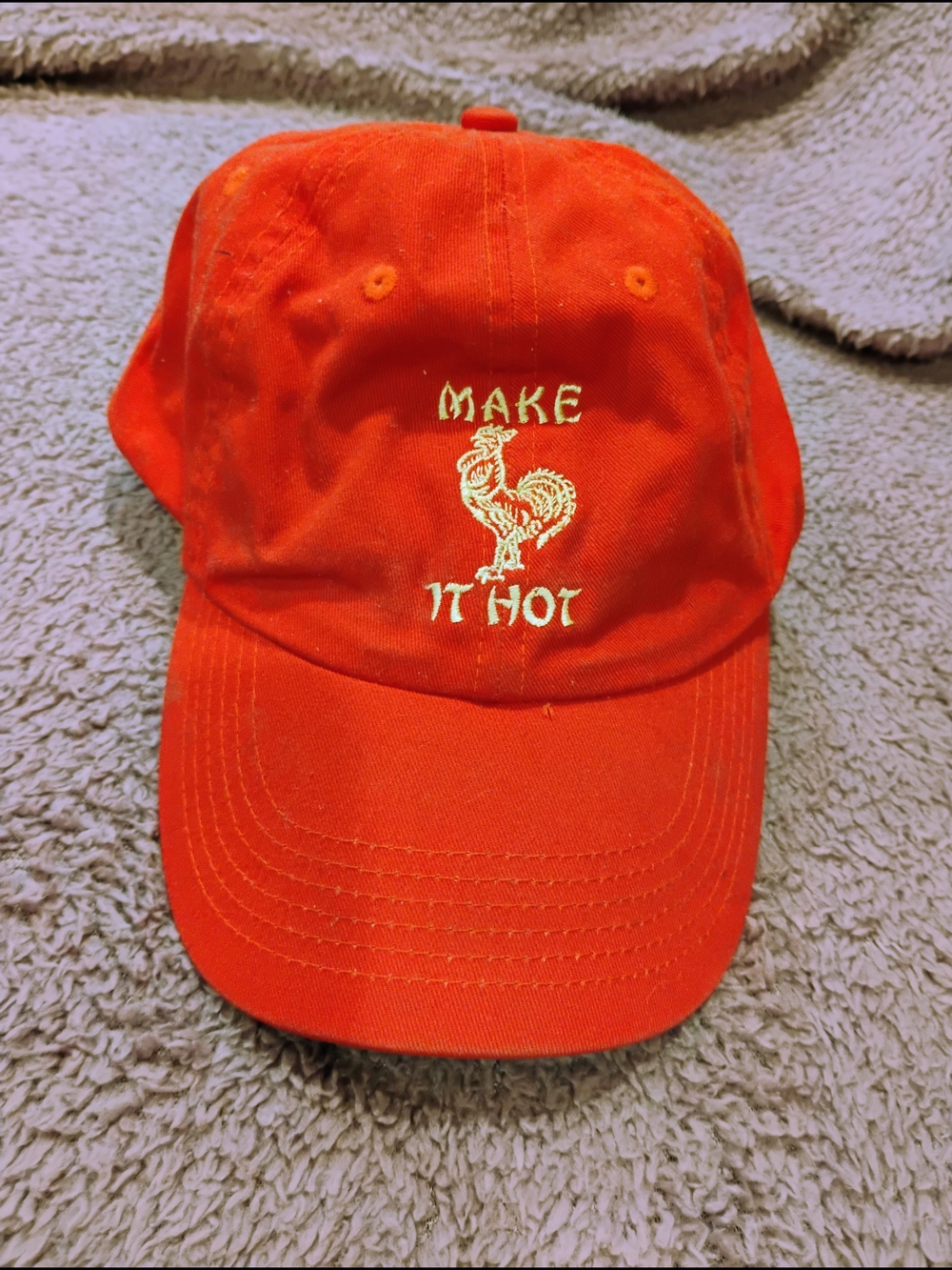 Sriracha Red Cotton Rooster Baseball Cap Adjustable Twill